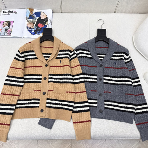 Polo Ralph Lauren Versatile Timeless Wool Yarn Striped V - Neck Cardigan