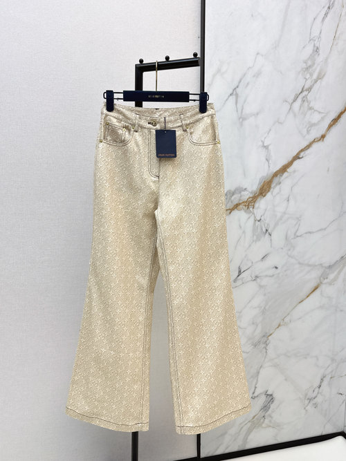 Louis Vuitton Beige Old - flower Print Trousers for Daily