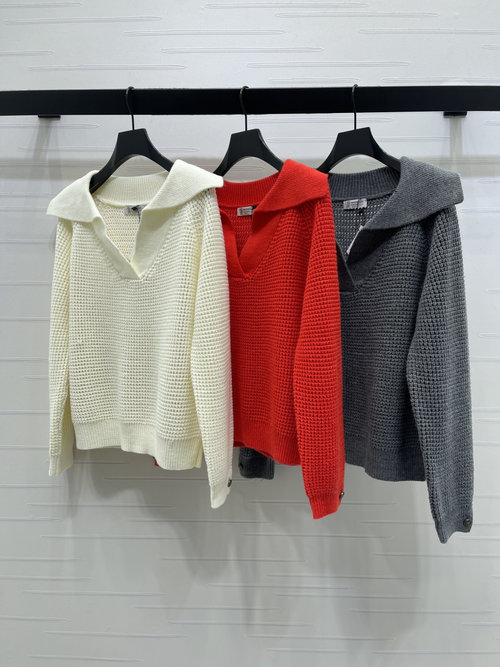 Loewe V-Neck Knitted Long Sleeve with Waffle Texture and Quality Material