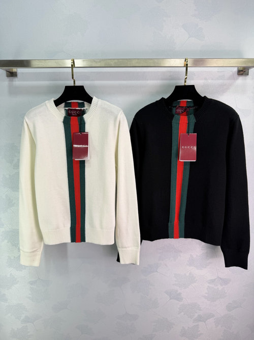Gucci Customized Wool Knit Pullover with Colorful Stripes and Logo