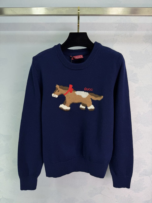 Gucci Daily Wear Horse Embroidery Logo Knit Sweater