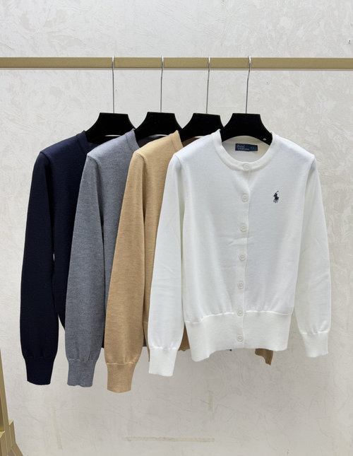 Polo Ralph Lauren Solid Color Round Neck Long-sleeved Knitted Cardigan