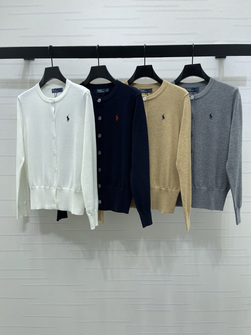 Polo Ralph Lauren Embroidered Logo Knit Round Neck Cardigan