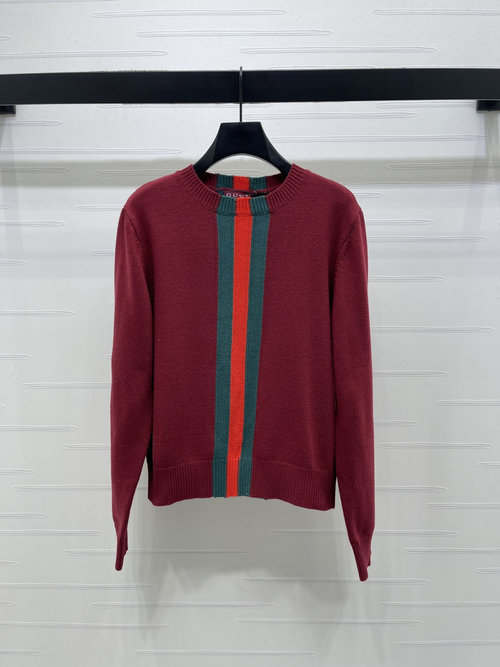 Gucci Luxury Color-Block Round Neck Knitted Long Sleeve Top
