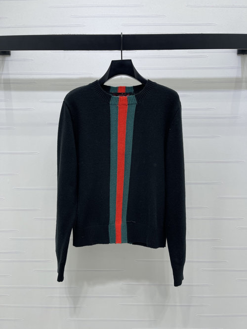Gucci Luxury Color-Block Round Neck Knitted Long Sleeve Top