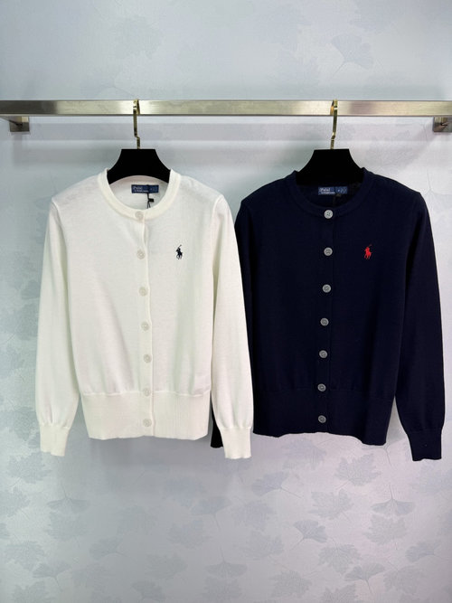 Polo Ralph Lauren Embroidered Logo Knit Round Neck Cardigan