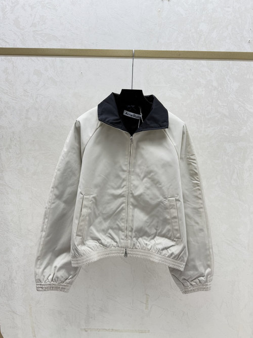 Acne Studios White Color Block Collared Long Sleeve Cardigan