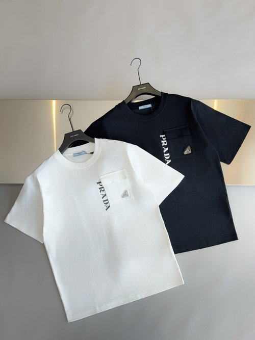 Prada Custom 260g Smooth Double-Yarn Prada Logo Casual Tee
