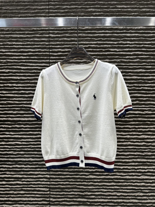 Polo Ralph Lauren Knitted Short Sleeve Cardigan with Small Horse Embroidery