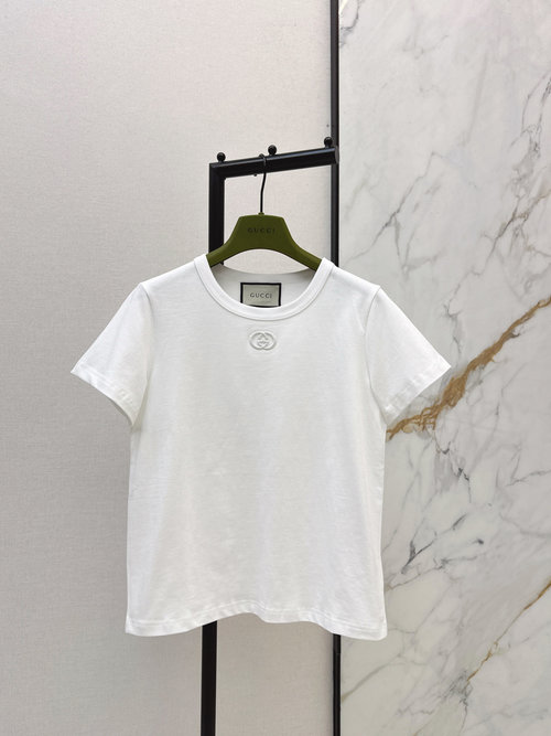 Gucci Minimalist Double G Embroidered High-End T-shirt