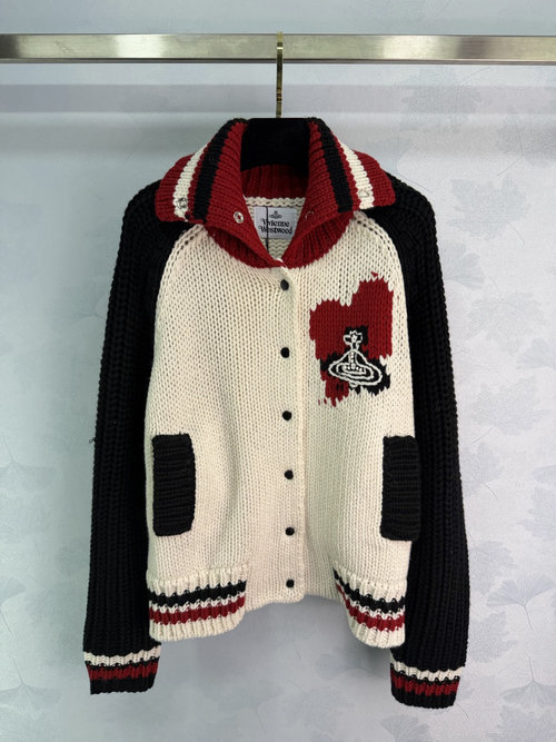Vivienne Westhood High-Visibility Red Label Baseball-Style Knit Jacket