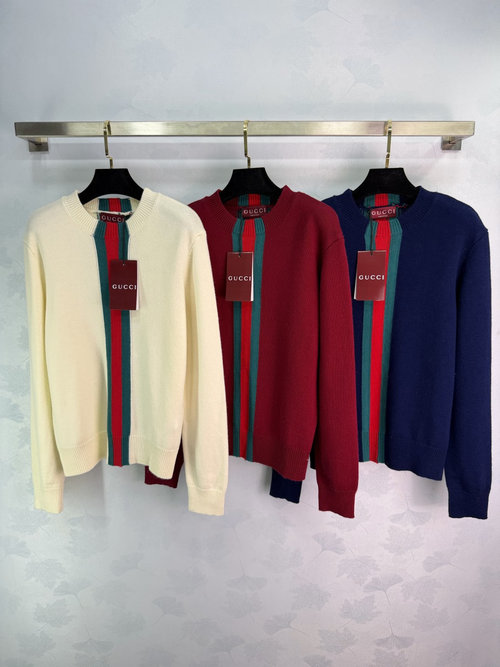 Gucci Customized Wool Blend Knit Top with Stripe Splicing