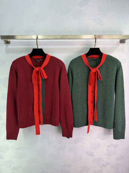 Gucci Elegant Red-Tie Knit Cardigan for Formal Occasions