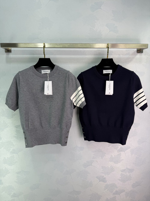 Thom Browne Horse Motif Knit Short Sleeve Top, Distinctive Back