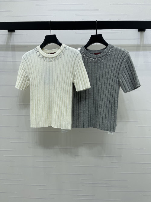 Gucci High-end Studded Knit Short-sleeved Top, Comfortable & Stylish