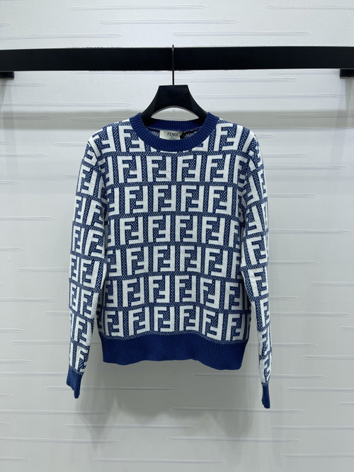 Fendi Early Spring Letter Jacquard Knitted Long Sleeve Sweater