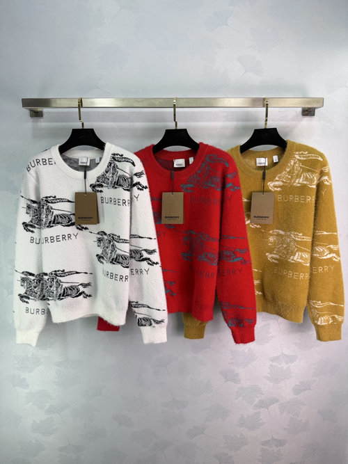 Burberry Jacquard Sweater with Tiger Pattern and Brand Letter