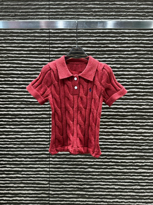 Polo Ralph Lauren Polo Pony Collar Twisted Knit Short-Sleeved Top