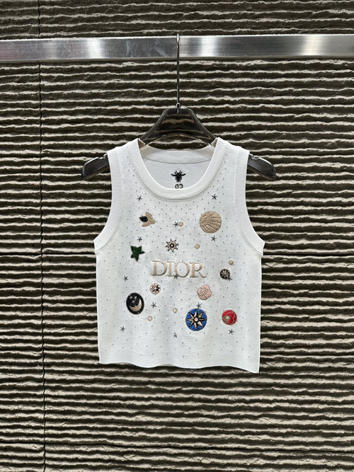 Dior New: Heavy - Duty Needle Embroidery Knit Vest