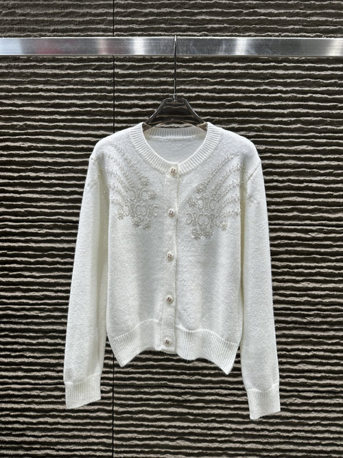 Celine New Arrival: Beaded Crafty Knit Cardigan