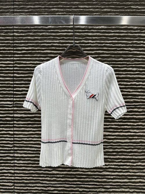 Thom Browne TB Dog V-Neck Knit: Short-Sleeve Casual Chic