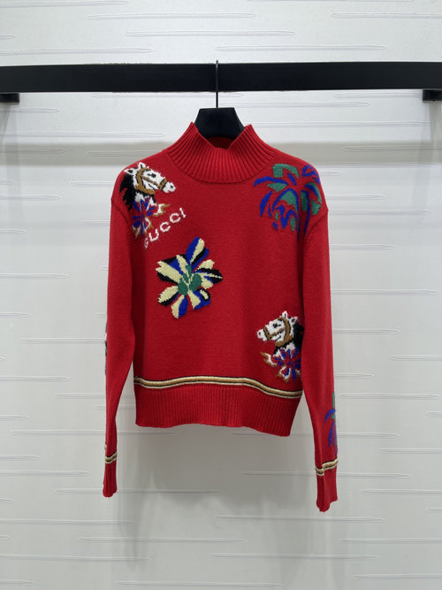 Gucci Festive Knit Sweater with Colorful Logo