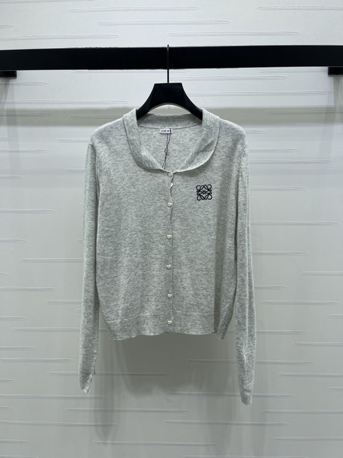 Loewe Knit Cardigan with Embroidered Emblem and Vintage Buttons