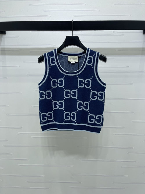 Gucci Attractive Jacquard Round-neck Knit Vest with Logo