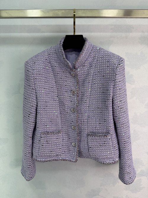 Chanel Purple Glitter Tweed Jacket, Elegant and Timeless