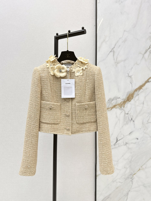 Chanel Floral Embellished Cropped Jacket, Stunning Design