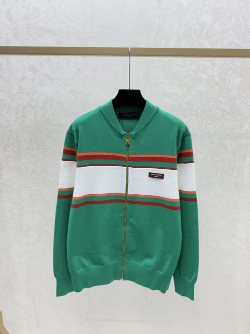 Louis Vuitton Long Sleeve Knit Cardigan with Colorful Striped Design