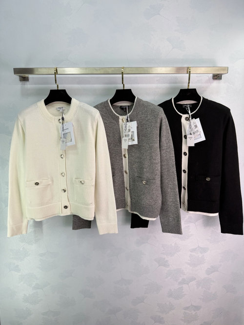 Chanel Cashmere Knit Cardigan, Classic Round Neck, French Elegance