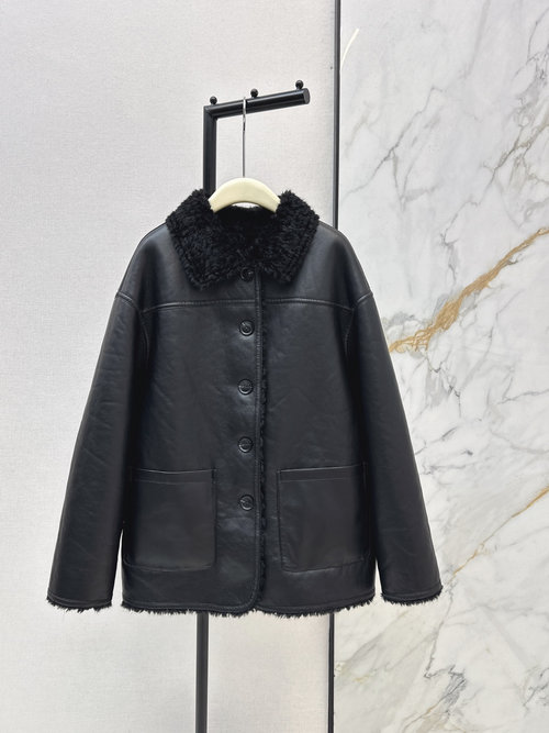Loro Piana Double-sided Protein Leather Coat with H-shaped Design