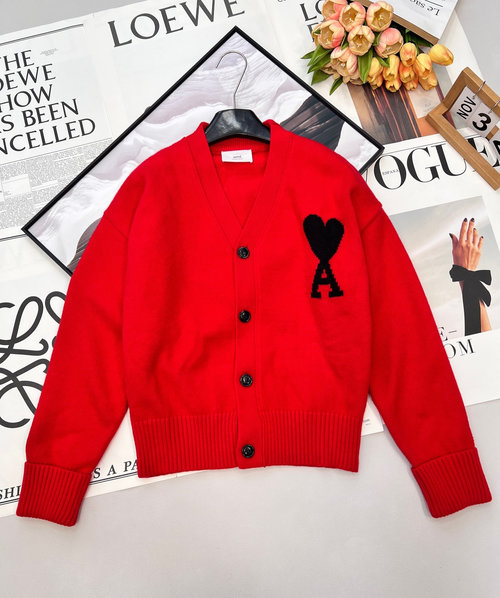 Ami Lazy-Style Open-Front Cardigan, Tower Heart Pattern