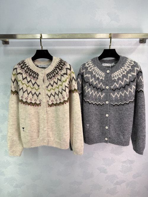 Dior Fair Isle Jacquard Knit Cardigan, Versatile Outfit
