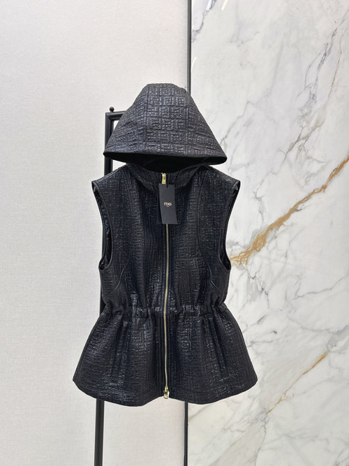 Fendi Quilted Parka Vest with Drawstring Waist for Layered Warmth