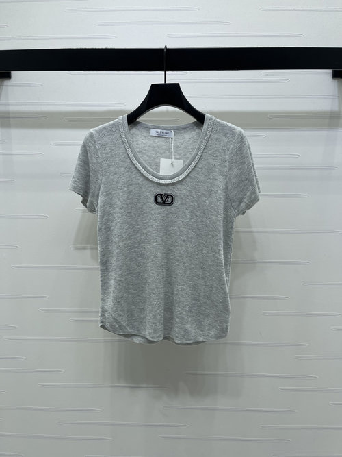 Valentino Elastic Knit Short Sleeve with Embroidered Logo