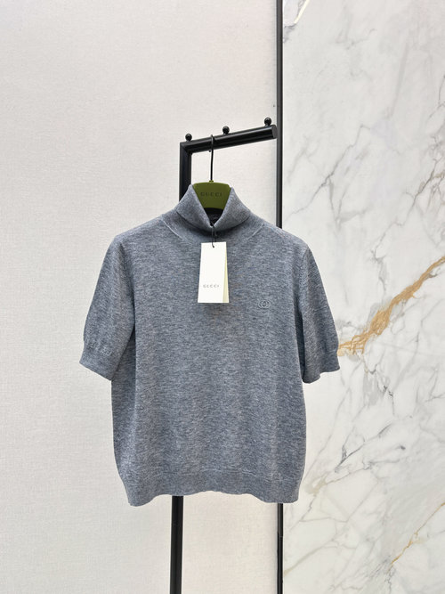 Gucci Wool High - neck Short - sleeve Knitwear, Soft Versatile