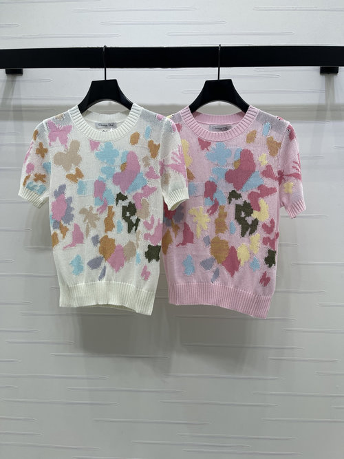 Dior Classic Butterfly Inlay Knitted Short Sleeve