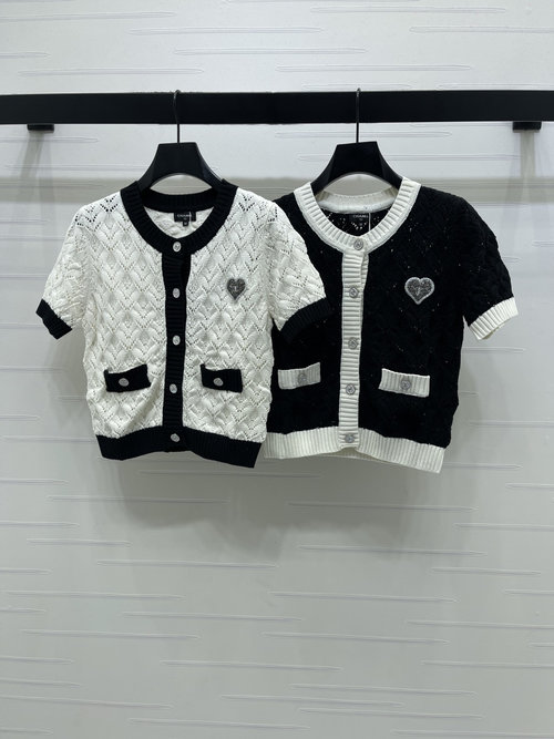 Chanel Premium Hollow Out Knit Cardigan with Rhinestone Embellishment