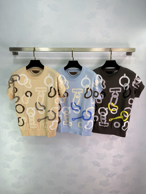 Hermes Chain Pattern Knit Short Sleeve for Spring Summer