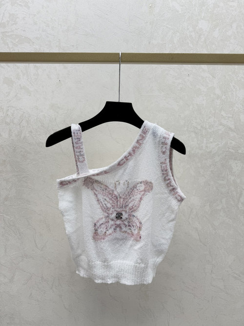 Chanel Pink Color-blocked Butterfly Knitted Vest