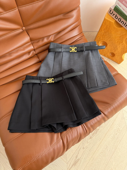 Celine Triumphal Arch Belt Decorated Skort for Leg-lengthening