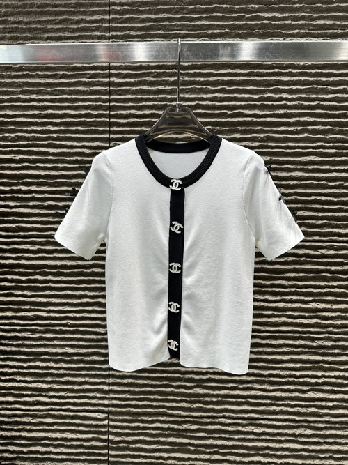 Chanel New Small Chanel Sleeve Bow Round-Neck Knit Top