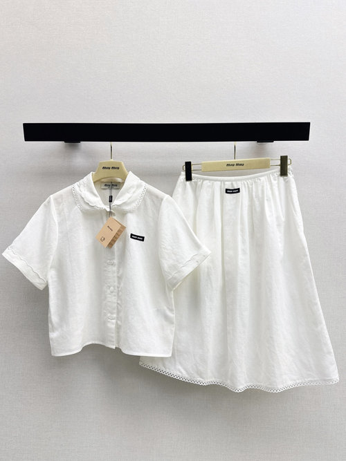 Miu Miu Chic Short Set with Small Logo for Stylish Look