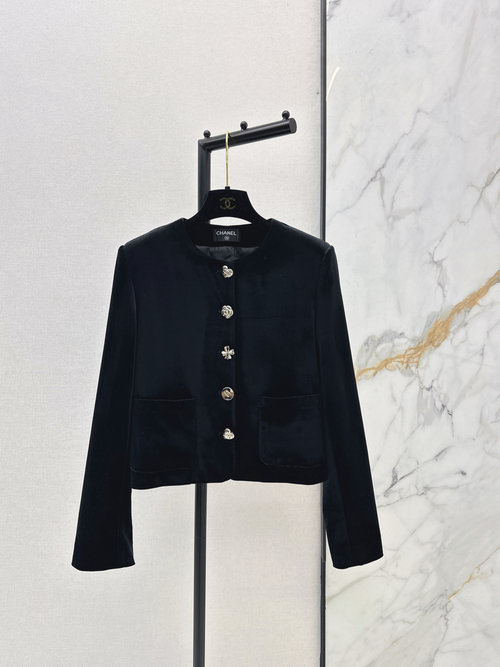Chanel Exquisite Velvet Jacket with Double C Buttons