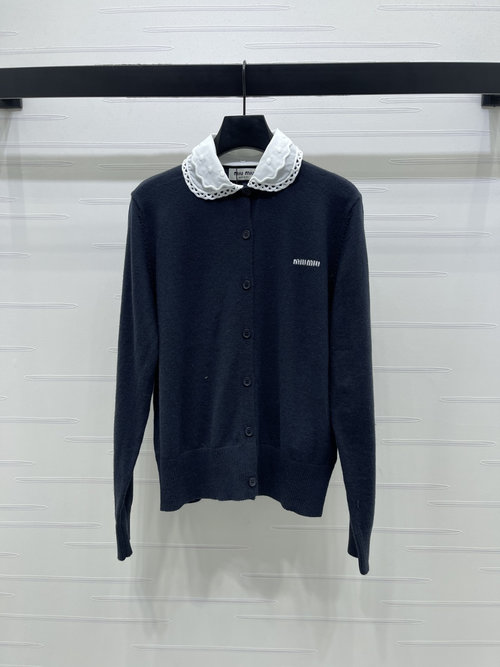 Miu Miu New Arrival: Knitted Cardigan with Detachable Collar