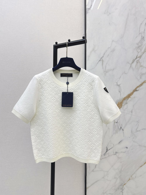 Louis Vuitton Classic Embossed Logo Dual - Color Knit T - Shirt