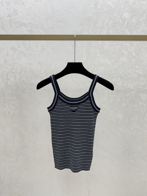 Prada Contrast Stripe Knit Suspender in Royal Blue