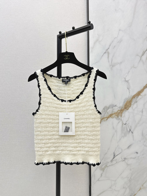 Chanel Handmade Silk Cotton U-neck Vest, Versatile